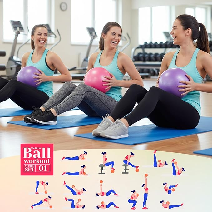 4 Pcs Small Exercise Pilates Ball Bulk 9 Inch Mini Yoga Balls Anti Burst and Slip for Stability, Fitness, Physical Therapy, Stretching & Core Workout at Home Gym Office Class
