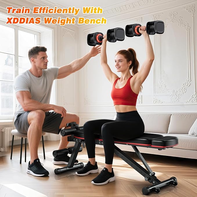 XDDIAS Adjustable Dumbbell Set of 2, 25/55/80LB Dumbbell Set-Fast Adjust Weights Set, 5/10/16 in 1 Free Weights Dumbbells Set with Anti-Slip Metal Handle, Compact Size for Men/Women Home Gym Equipment