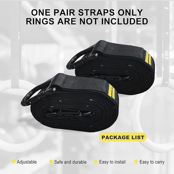 Adjustable Numbered Straps for Gymnastic Rings & Pull Up Handles, 8.2FT Long Each, 1000LBS Weight Capacity, Home Gym DIY Pull Down System Accessories(Only Straps No Rings)