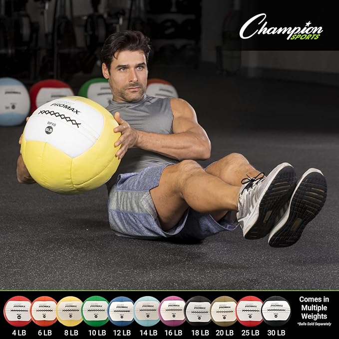 Champion Sports Rhino Promax Wall Balls - Soft Shell Non-Slip Grip for Weightlifting, Plyometrics, Cross Training, & Home Gym