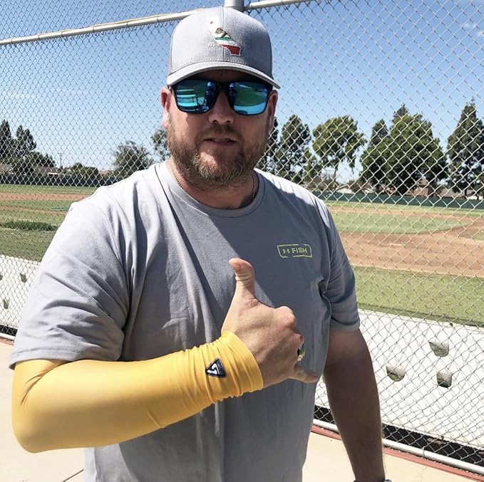 B-Driven Sports Pro Fit Compression Arm Sleeves for Men Women & Youth - Volleyball Golf Running Baseball Basketball - Pair