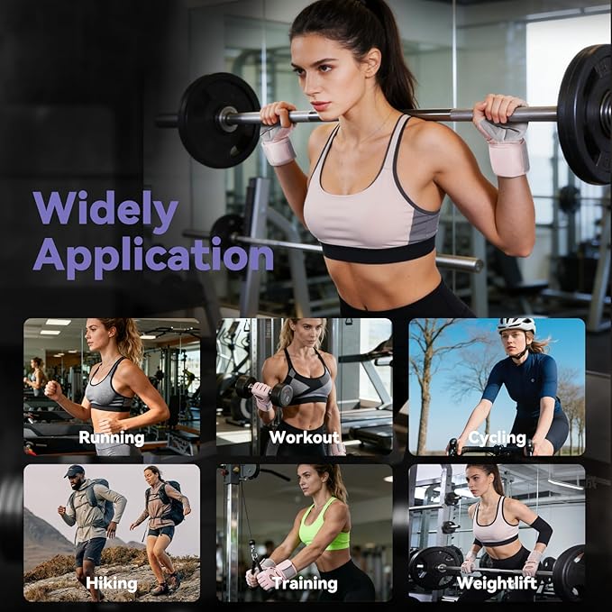 Workout Gloves for Men and Women, Gym Weight Lifting Padded Gloves with Wrist Wrap Support, Full Palm Protection & Extra Grips, for Weightlifting, Exercise, Cross Training, Fitness, Pull-Up