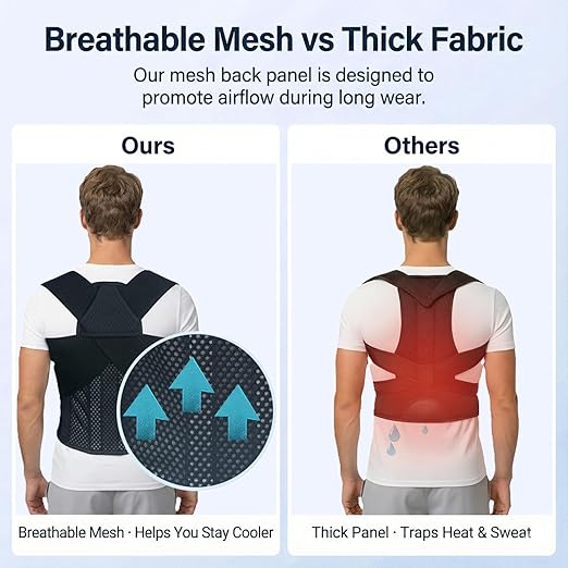 Back Posture Corrector Brace for Men & Women, Back-Anchored Shoulder Support, 3.1-Inch Wide Straps, Adjustable Upper Straightener & Lower Spine Support to Help Reduce Slouching, Wear Under Clothes