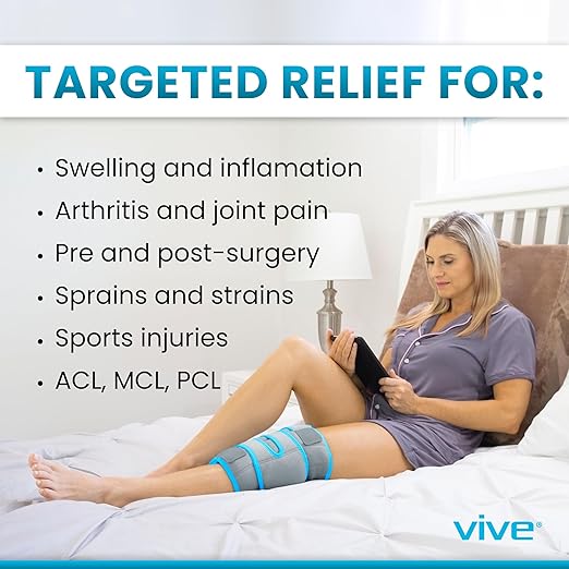Vive Knee Ice Pack Wrap (2 Pack) - Cold/Hot Gel Compression Brace - Heat Support Strap for Arthritis Pain, Tendonitis, ACL, MCL Injury, Osteoarthritis, Women, Men, Meniscus Patella Surgery