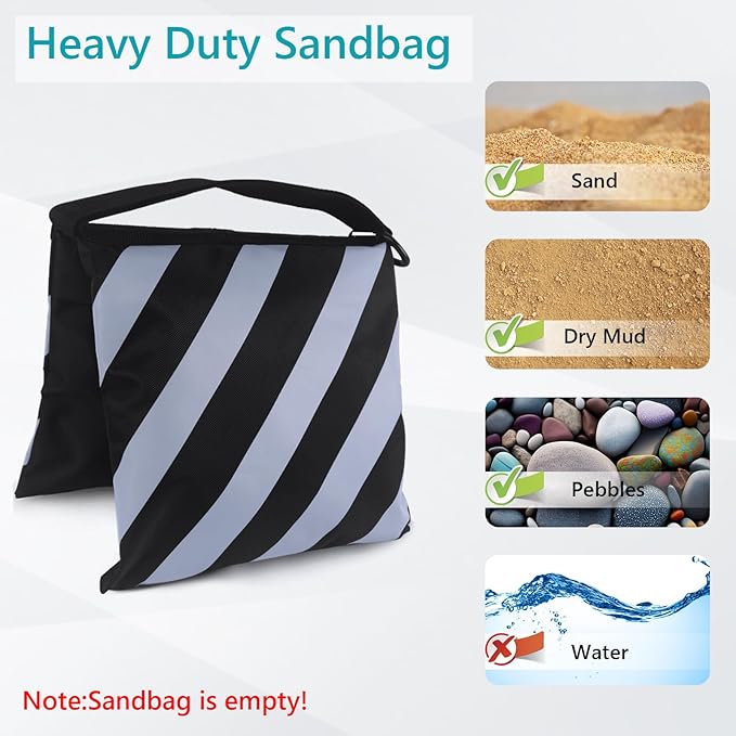 ABCCANOPY Photography Sandbag for Video Stand, Heavy Duty Weight Bags for Light Tripod, Camping Chair, 4 Packs (Grey) No Sand