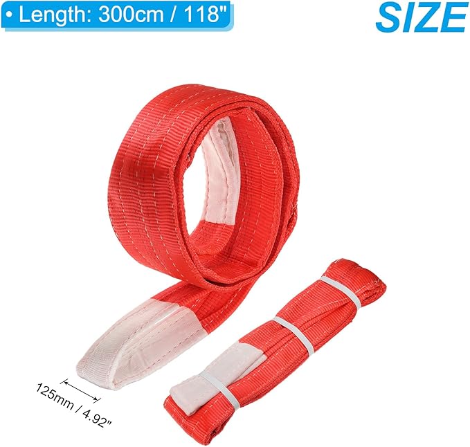 PATIKIL Lifting Slings Straps, 1 Pcs Polyester 9ft Heavy Web Slings Duty Flat Lifting Belts Pull Lifting Straps Slings Mount(11023lbs), Red