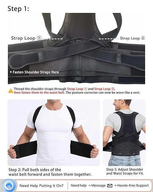 New for 2026 – Posture Corrector for Seniors Women & Men, Advanced Full Back Brace Support for Upper & Lower Back, Spine & Neck Alignment, Reinforced Wide Dual-Layer Waist Support Belt with Shoulder Straightener and Back-Opening Support, Breathable for...