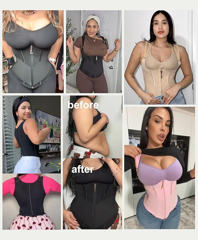 FeelinGirl Waist Trainer Vest for Women Tummy Control Corset Body Shaper Back Support Adjustable Straps Workout Faja