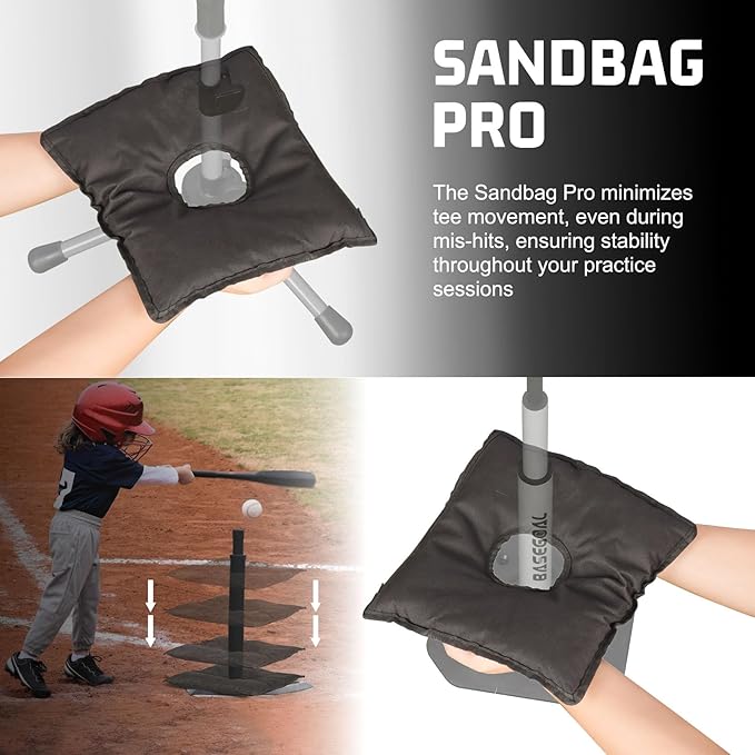 BaseGoal Baseball Tee Sandbag, Weighted Anchors for Batting Tee, All Sport Sandbag, Universal Softball Tee Sandbag for Hitting Drills and Added Stability