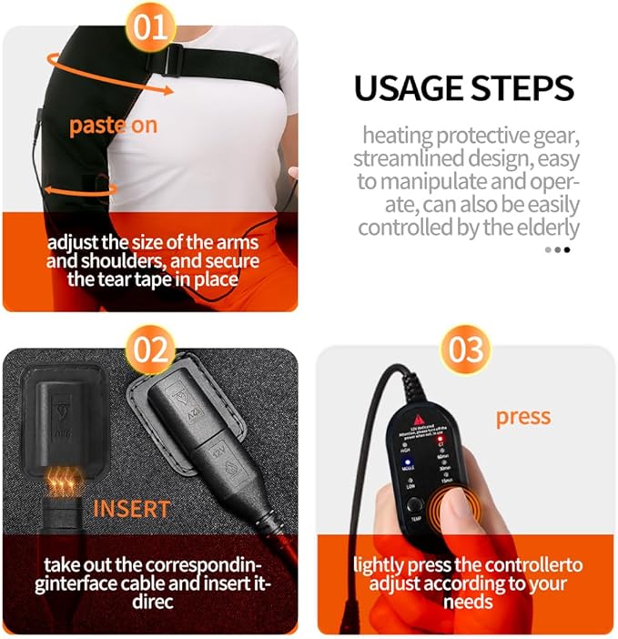 Shoulder Arm Hand Heating Pad for Pain Relief, Ultra Long Heated Wrist Wrap Heated Elbow Brace Hand Warmer for Tendonitis, Arthritis, Sports Injury Recovery, 3 Temperature Settings & Timer