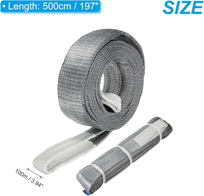 PATIKIL Lifting Slings Straps, 1 Pcs Polyester 16ft Heavy Web Slings Duty Flat Lifting Belts Pull Lifting Straps Slings Mount(8818lbs), Grey