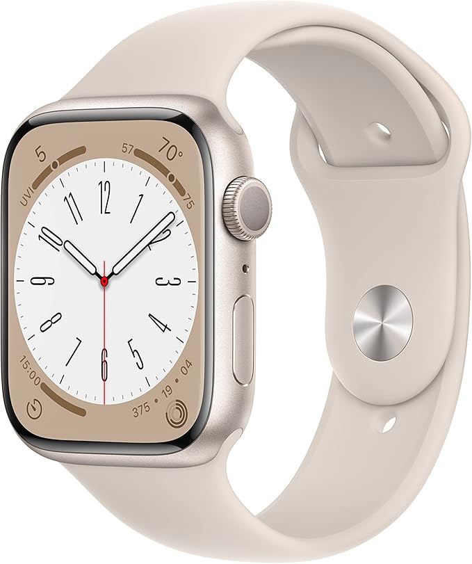 Apple Watch Series 8 [GPS 45mm] Smart Watch w/Starlight Aluminum Case with Starlight Sport Band - M/L. Fitness Tracker, Blood Oxygen & ECG Apps, Always-On Retina Display, Water Resistant