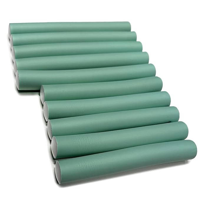 My Beauty Spot Flexi Rods Foam Hair Rollers 1" Diameter Professional Salon Quality 10 Pcs Rubber Hair Rollers for Long, Medium and Short Hair (Blue)