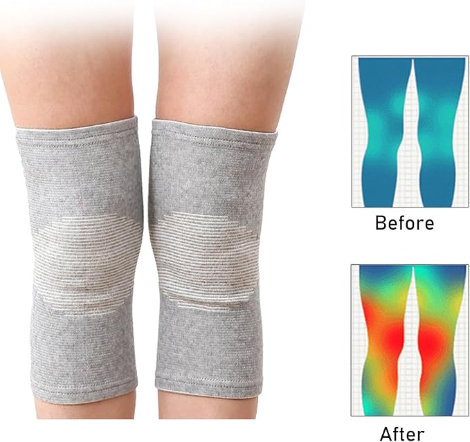 Bamboo Charcoal Knee Sleeve - Bamboo Knee Brace Bamboo Compression Knee Sleeve -Elastic Warm Knee Brace Bmboo Knee Sleeve for Arthritis (Gray, Medium)