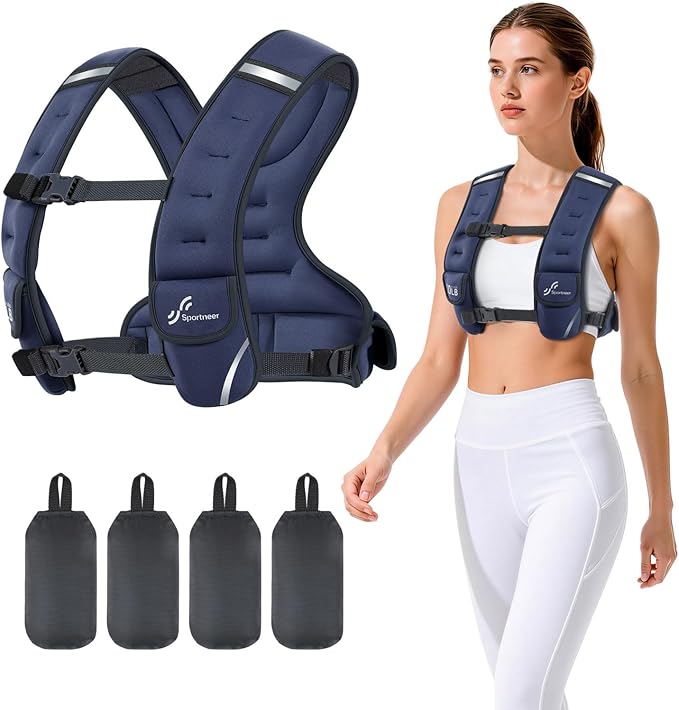 Sportneer Adjustable Weighted Vest Woman: 6-10lb/10-18lb Weighted Walking Vest for Women with 4/8 Weight Packs Fast Adjust Comfortable Weight Vest for Home Gym Burn Calories Strength Training Vests