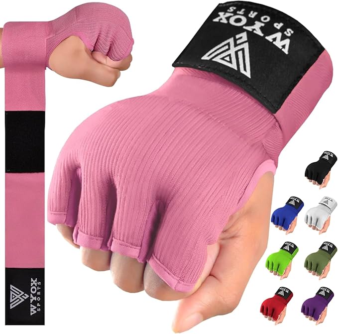 WYOX Gel Boxing Hand Wraps Inner Gloves for Men & Women – 80cm Quick Wrist Strap, Padded Knuckle Support, Fingerless MMA Muay Thai Kickboxing Wraps for Training, Punching & Martial Arts