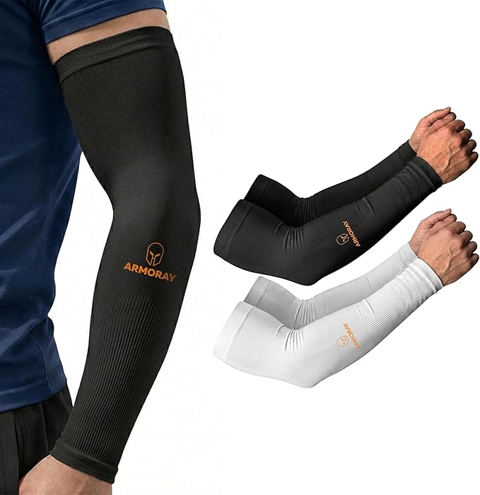 ARMORAY Arm Sleeves for Men and Women - UV Sun Protection Cooling Compression - Tattoo Cover Up Sleeve for Daily Wear & Work