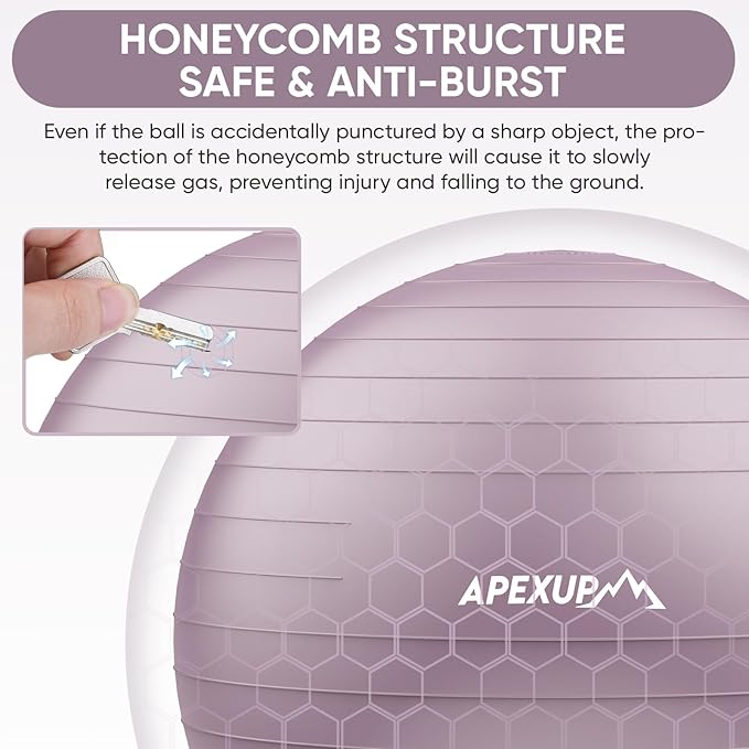 APEXUP Yoga Ball Exercise Ball Anti Slip Heavy Duty for Fitness, Balance & Core Workout, Balance Training, Pregnancy & Physical Therapy, 5 Sizes
