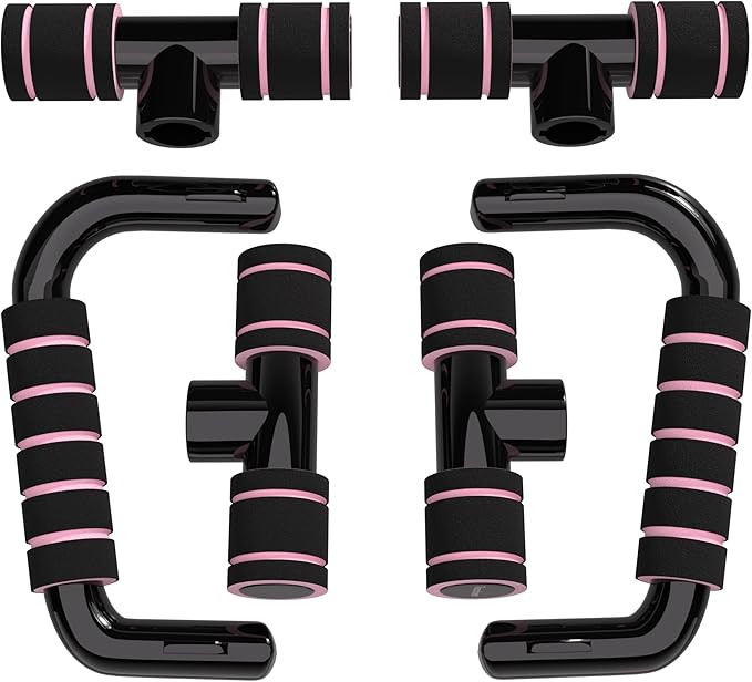 READAEER Push Up Bars Gym Exercise Equipment Fitness 1 Pair Pushup Handles with Cushioned Foam Grip and Non-Slip Sturdy Structure Push Up Bars for Men & Women