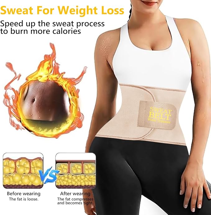 AMZBOSS Waist Trainer for Women Lower Belly Fat, Waist Sweat Band for Women, Belly Band Sweat Belt, Stomach Wrap, Body Shaper