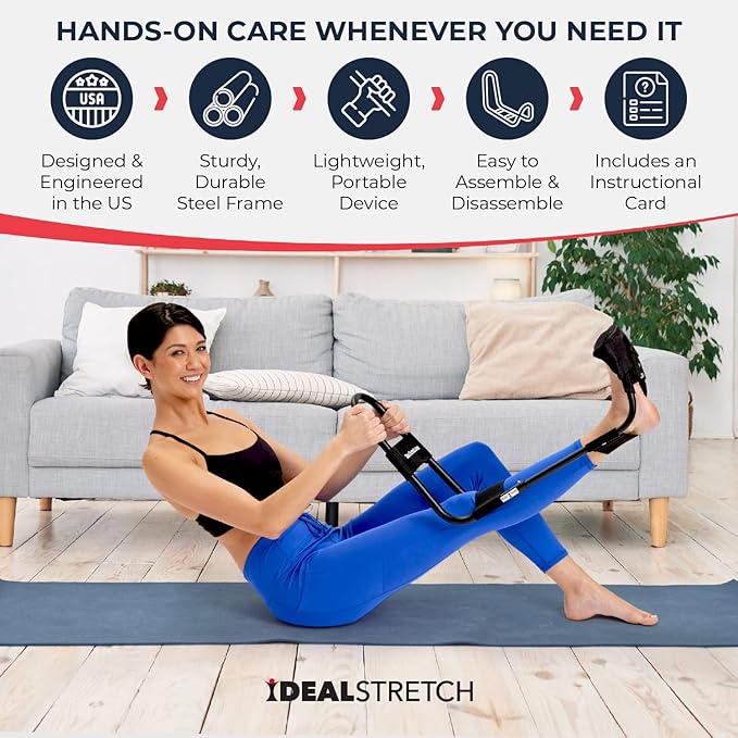 IdealStretch - Original Patented – Hamstring Stretcher, Lower Back Stretcher, Hip Stretcher, & Calf Stretcher - Knee Extension & Pain Relief