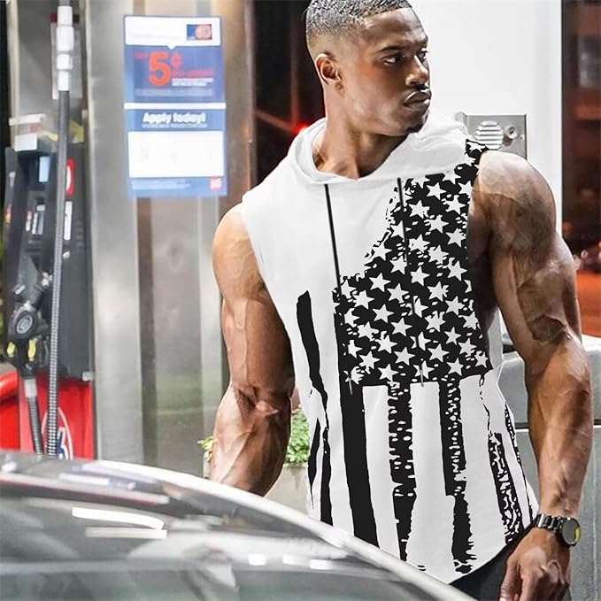 Babioboa Men's Workout Hooded Tank Tops Sports Training Sleeveless Gym Hoodies Bodybuilding Cut Off Muscle Shirts