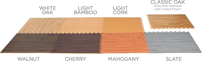 Forest Floor 3/8 Inch Thick Printed Foam Tiles, Premium Wood Grain Interlocking Foam Floor Mats, Anti-Fatigue Flooring – Stylish Flooring Solution