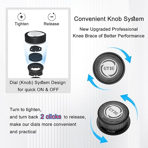 Kuangmi Knob Knee Brace for Pain Relief, Knee Support with Patella Gel Pad & Side Stabilizers, Compression Knee Sleeve for Workout, Arthritis, Joint Pain, Meniscus Tear (Black,Left,XX-Large,Single)