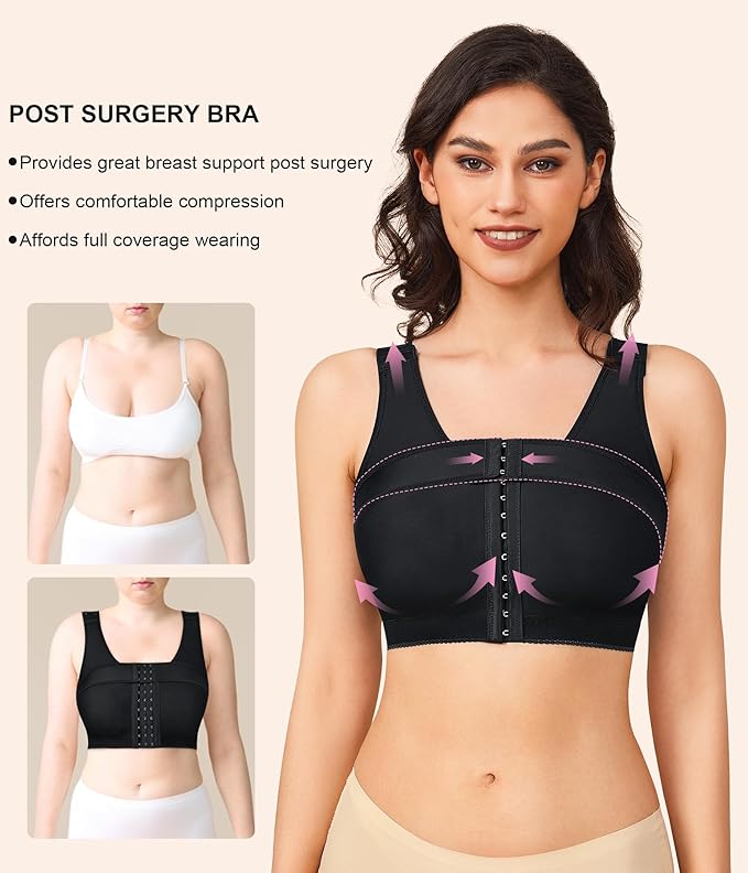 BRABIC Womens' Front Closure Post-Surgery Posture Corrector Bra Shaper Tops with Breast Support Band
