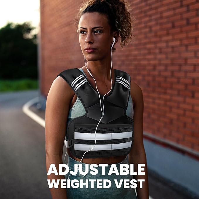 Weighted Vest for Women and Men, 4-11lb/11-18lb/20-32lb Rucking Vest with 6 Ironsand Bags, Storage Pocket and Reflective Stripes for Workout, Running, Strength Training