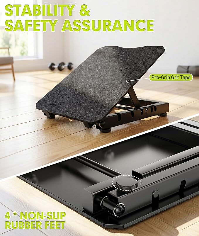 Steel Slant Board for Calf Stretching, 600lbs Capacity Incline Board with Full-Surface High-Grip Tape, 5-Level Adjustable Squat Wedge for Plantar Fasciitis, Home Gym & Physical Therapy