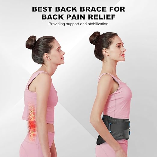 Back Brace For Lower Back Pain With Lumbar Pad, Back Support Brace For Men And Women With Dual Adjustable Straps, Back Brace For Lifting At Work For Herniated Disc, Sciatica, Scoliosis（S/M Fits 23.5"-29.5")