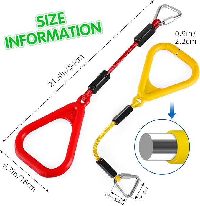 PELLOR Gymnastic Ring, Ninja Rings, Monkey Bars Adjustable Children's Home Gym Equipment, Pull Up Rings Sets for Workout Bodyweight Fitness Training