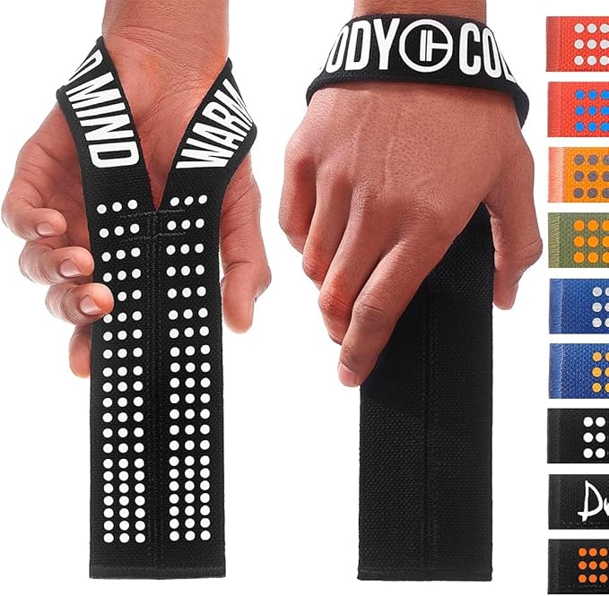 WARM BODY COLD MIND V1 Lifting Wrist Straps for Olympic Weightlifting - Rated at 660 lb - Hand Wraps for Powerlifting, Weight Lifting, Bodybuilding Functional/Cross Training, Deadlift Gym Bar, Cotton