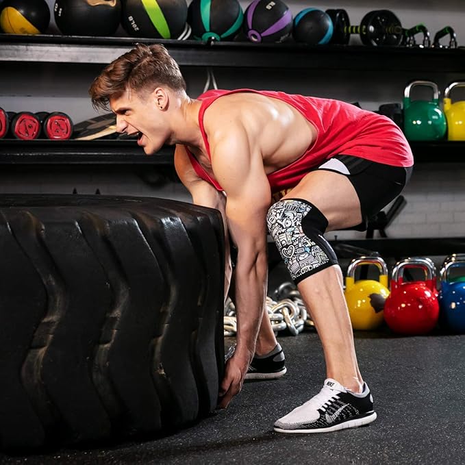 AEOLOS Knee Sleeves (1 Pair)，7mm Compression Knee Braces for Heavy-Lifting,Squats,Gym and Other Sports