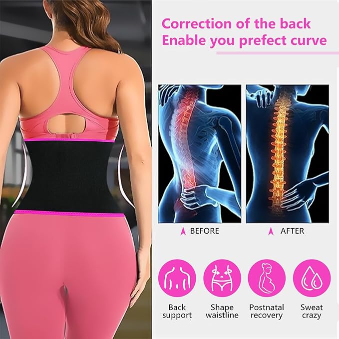 AMZBOSS Waist Trainer for Women Lower Belly Fat, Waist Sweat Band for Women, Belly Band Sweat Belt, Stomach Wrap, Body Shaper
