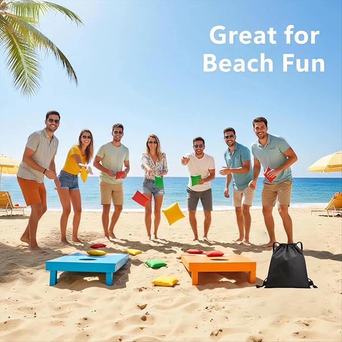 Sandbag Toss Set, Piece Standard Beanbag Set for Tossing Official Professional-Size and Weight Sandbags, Two-Tone All-Weather Sandbag Beanbag Set with Rainproof Carry Bag