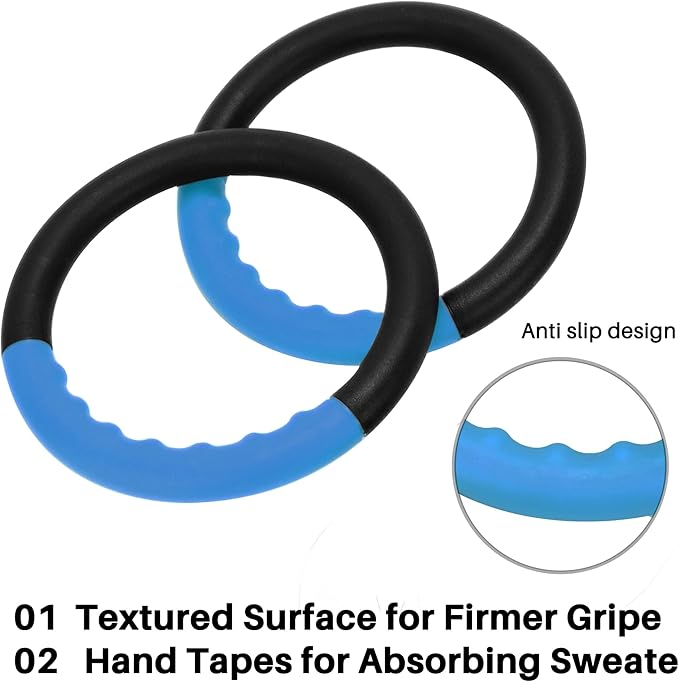 Teamaze Gymnastic Rings with 15 FT Adjustable Straps Non-Slip Gymnastics Rings Pull Up Workout Rings for Home Gym Exercise, Training