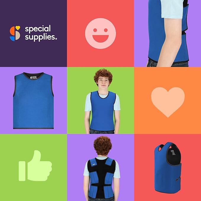 Special Supplies Sensory Compression Vest Deep Pressure Comfort (Blue, Large)