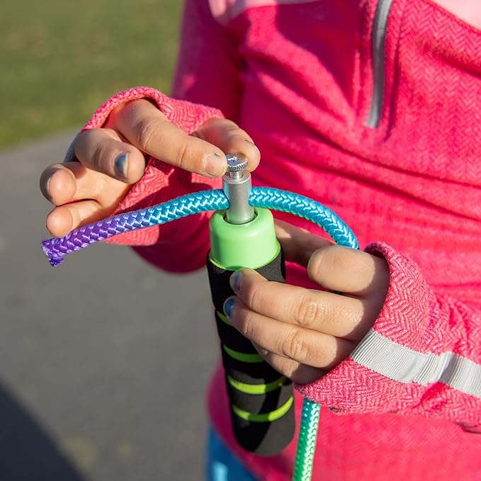 Kids Jump Rope - Anna's Rainbow Rope - Durable Child Friendly Skipping Rope - Exercise Toy for Playground with Lightweight Foam Handles and Vibrant Colors