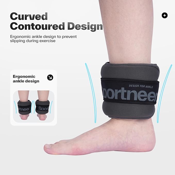Sportneer Ankle Weights 0.5/1/2/3/5 LBS 1 Pair Wrist Leg Arm Weights for Women Men Kids Child with Adjustable Straps, Strength Weighted for Jogging Running Walking Fitness Gym Workout