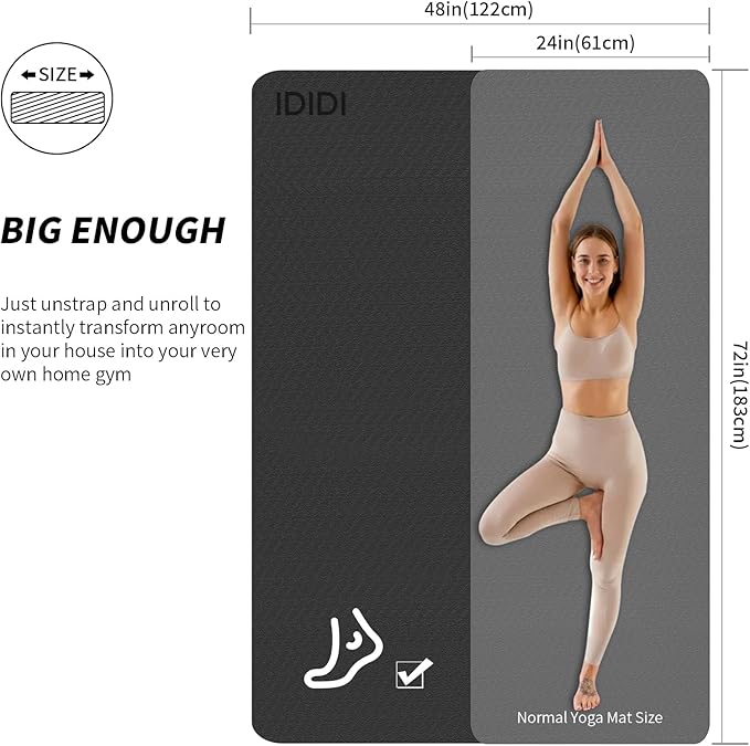 Large Yoga Mat (6'x 4') - Extra Long and Wide Workout Mat for Men and Women, Non-Slip POE 0.32''/0.4'' Thick Fitness Mat, Eco-Friendly Exercise Mat for Home Workouts, Ideal for Yoga and Pilates