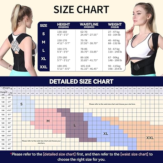 VOKOKOYA Posture Corrector for Women and Men,Adjustable Shoulder Straightener,Back Support Brace,Upper Spine scoliosis, hunchback Black Large