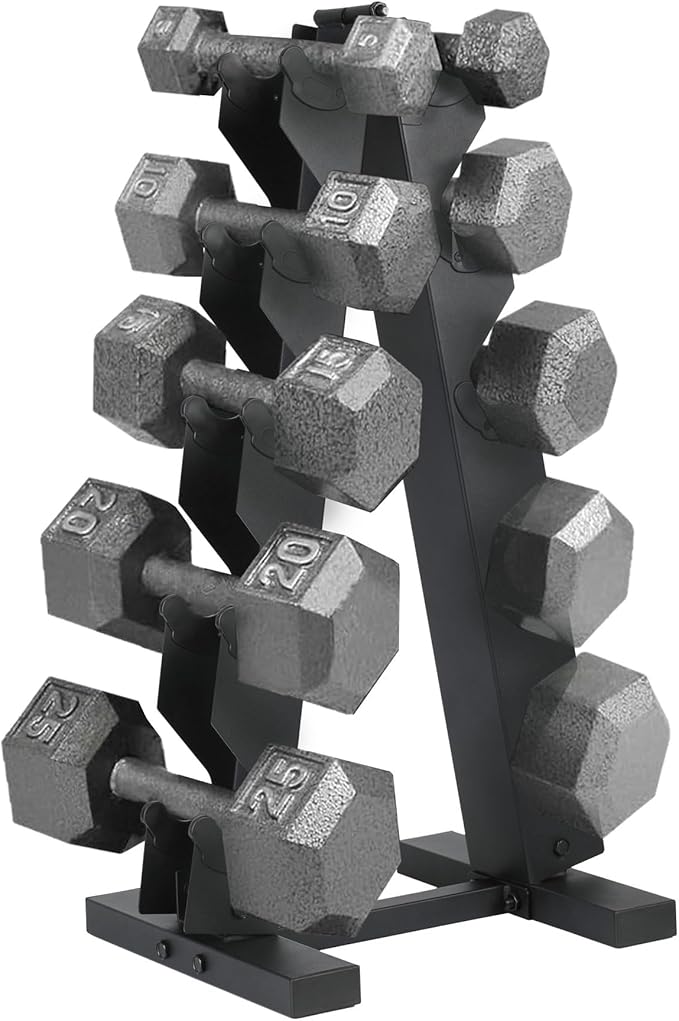 HolaHatha Hexagonal Dumbbell Weights Set, Home Gym Equipment Set, Portable Weighted Exercise Dumbbells for Fitness, Training, and Lifting Workouts