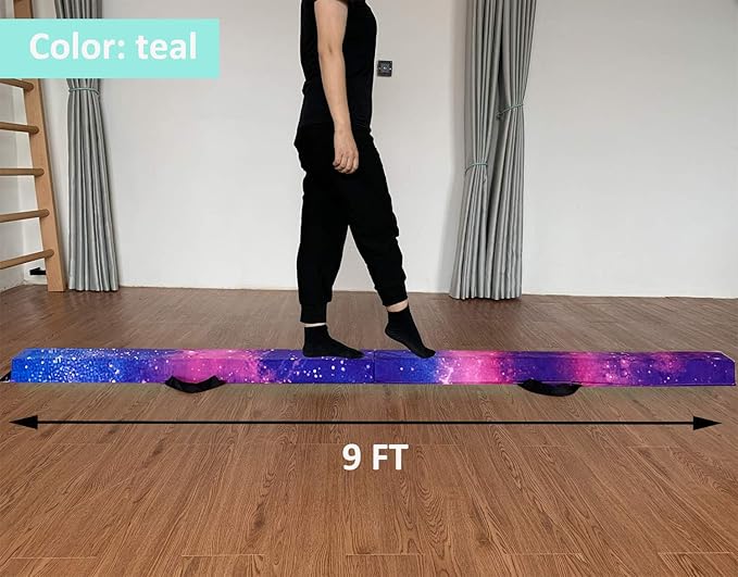 MARFULA 6 FT / 8 FT / 9 FT Folding Gymnastics Beam Foam Balance Floor Beam - Extra Firm - Suede Cover - Anti Slip Bottom with Carry Bag for Kids/Adults Home Use