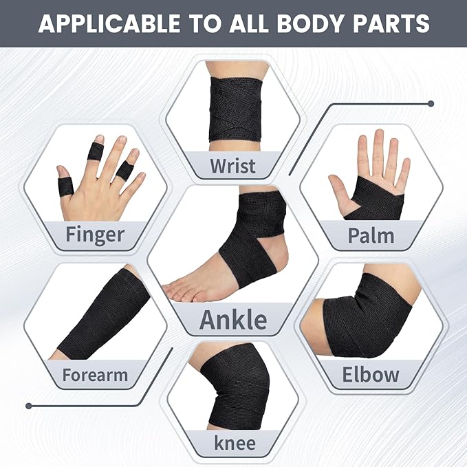 40 Pack Self Sticking Bandage Wrap, Professional Self Adhesive Bandage for Ankle Support Wrist Tape Baseball, Black Athletic Tape, Breathable Cohesive Bandage Wrap for Finger Toe Protection