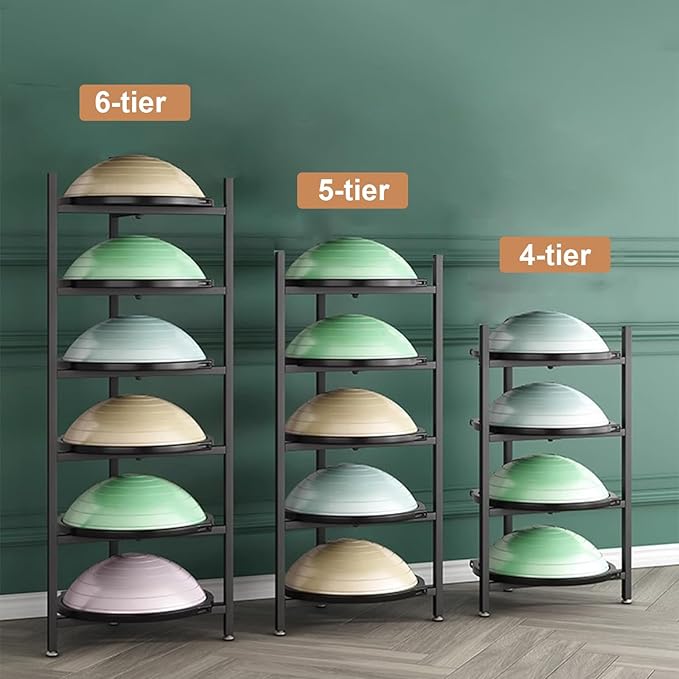 WDJBPSH 4/5 - Tier Exercise Ball Storage Rack, Upright Commercia Yoga Balls Organizer for Bosu Slam Bowling Medicine Balls, Home Gym/Yoga Studios/Office/Fitness Club/Space Saving