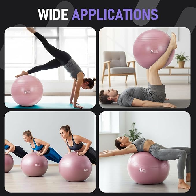 Gruper Yoga and Pilates Ball,4 Sizes 15 inch-30 inch Gym Ball for Fitness, Yoga, Workout, Pregnancy and Physical Therapy,Quick Pump Included,Great as Yoga Ball Chair for Office or Home Gym Equipment