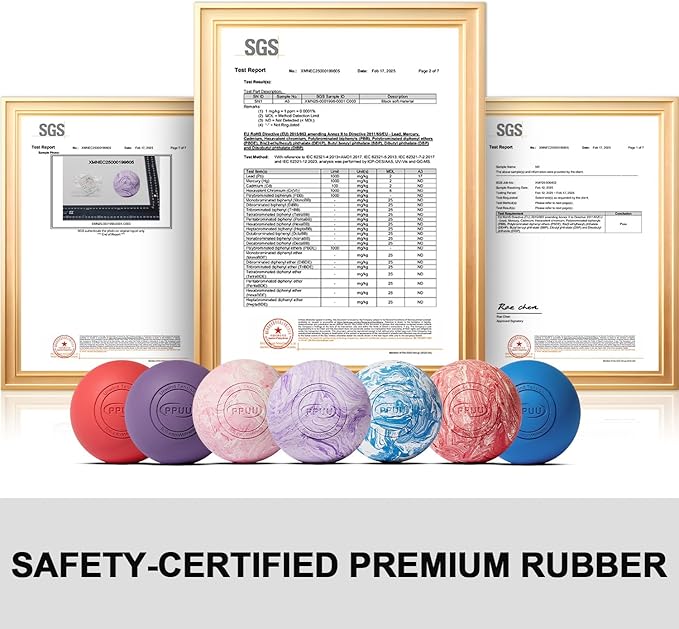 Massage Lacrosse Ball for Myofascial & Trigger Point Release, Muscle Knots, Yoga Therapy – Improves Joint Mobility & Relieves Pain – Back, Neck, Plantar Fascia, HIPS – 2.5-Inch Pink Rubber