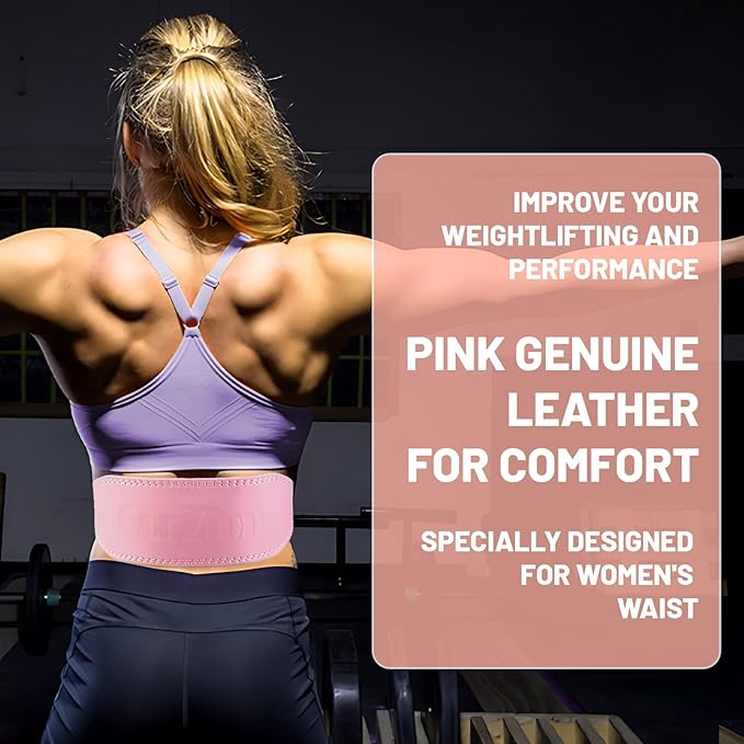 9mm Leather Fitness Weight Lifting Belt for Women&Men with 4 Inches Padded Lumbar Support for Power Lifting Workout & Squats Exercise